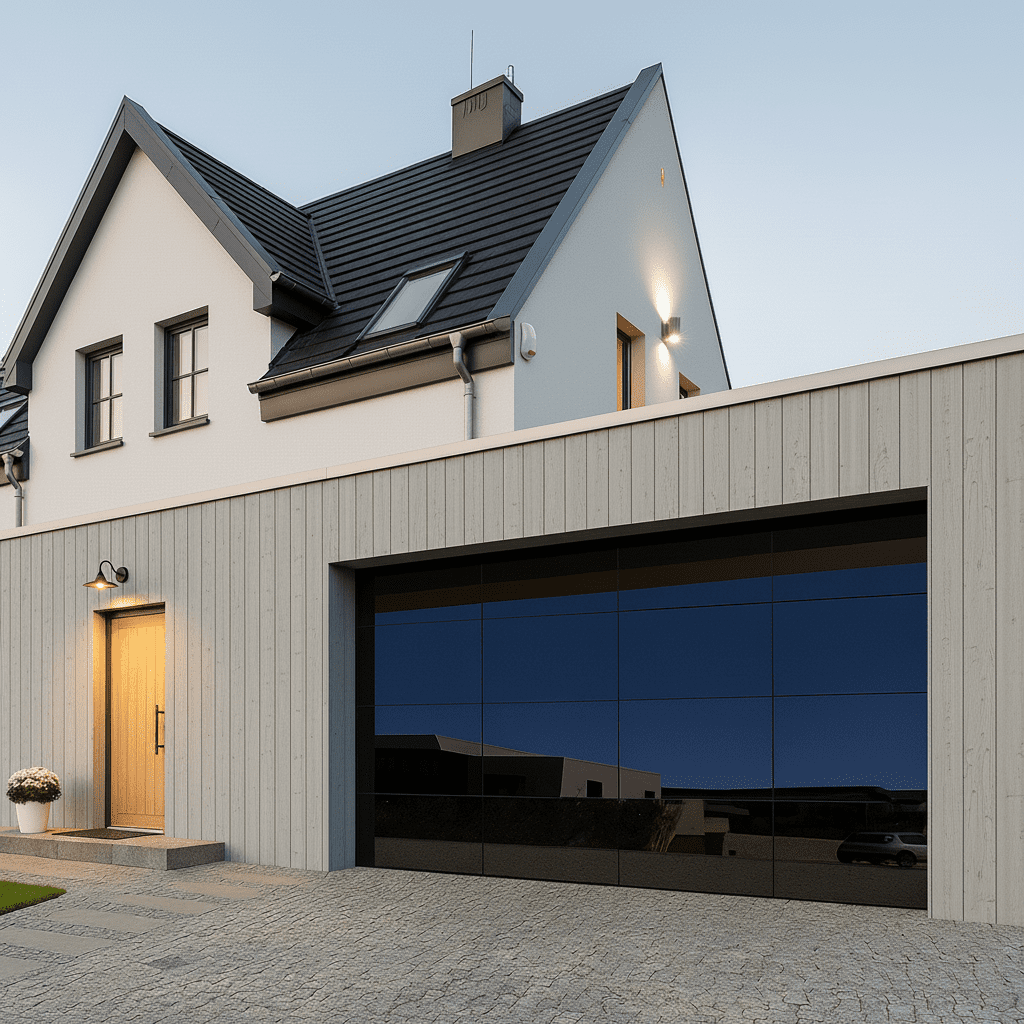 Бесплановая стеклянная современная жилая автоматическая дверь гаража секции